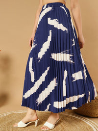 Thumbnail for Printed Pleated A-Line Maxi Skirts