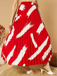 Thumbnail for Printed Pleated A-Line Maxi Skirts