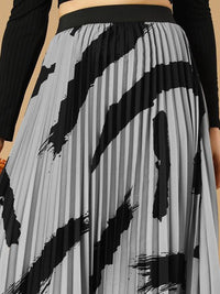 Thumbnail for Printed Pleated A-Line Maxi Skirts