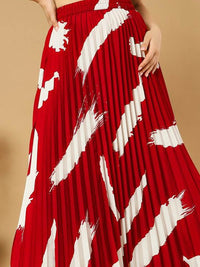 Thumbnail for Printed Pleated A-Line Maxi Skirts