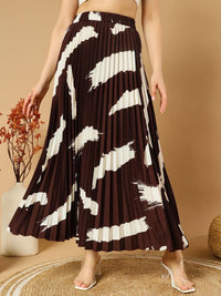 Thumbnail for Printed Pleated A-Line Maxi Skirts