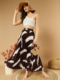 Thumbnail for Printed Pleated A-Line Maxi Skirts