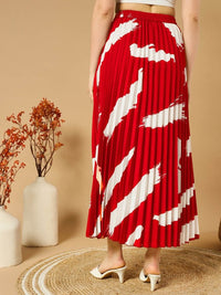 Thumbnail for Printed Pleated A-Line Maxi Skirts