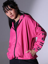 Thumbnail for Typography Printed Windcheater Bomber Jacket