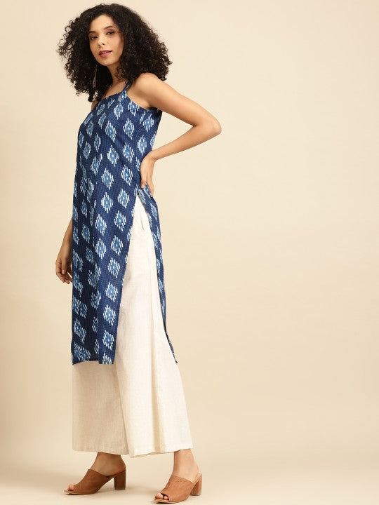 Women Pink & Magenta Printed Strappy Straight Kurta