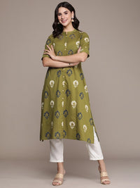 Thumbnail for women-ethnic-motifs-printed-sequinned-cotton-kurta