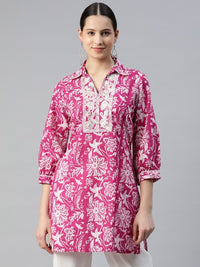 Thumbnail for shirt-collar-printed-cotton-cambric-tunic