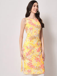 Thumbnail for Floral Printed Boat Neck Straight Kurta