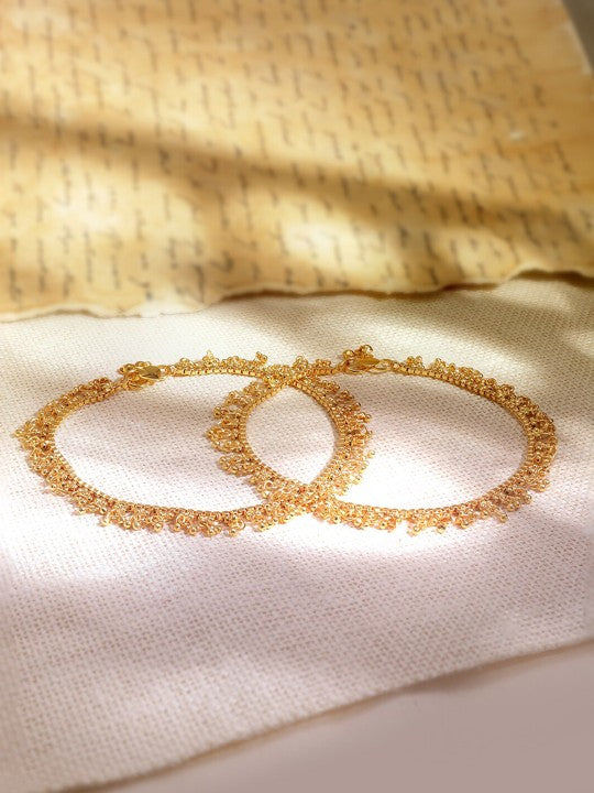 Set-Of-2-22K-KT-Gold-Plated-Anklet