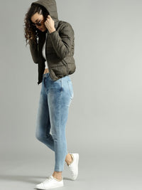 Thumbnail for Women Black Solid Puffer Jacket