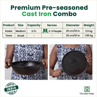 Thumbnail for The Indus Valley CASTrong Cast Iron Cookware Set: Tawa + Kadai, Kitchen Set for Home, Pre