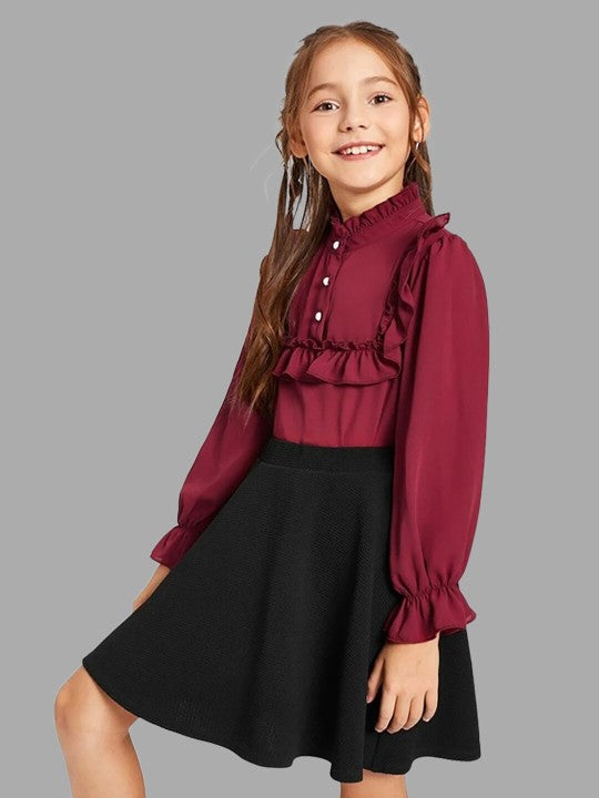 girls-self-design-knee-length-flared-skirts