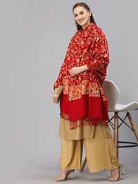 Thumbnail for women-red-&-beige-woven-design-shawl