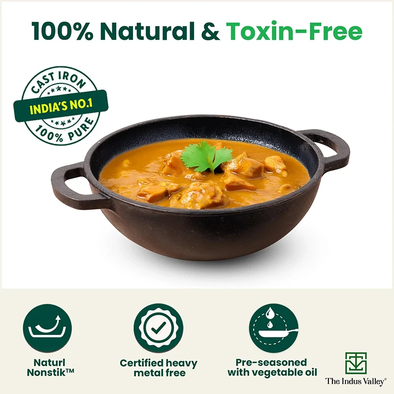 The Indus Valley CASTrong Cast Iron Cookware Set: Tawa + Kadai, Kitchen Set for Home, Pre