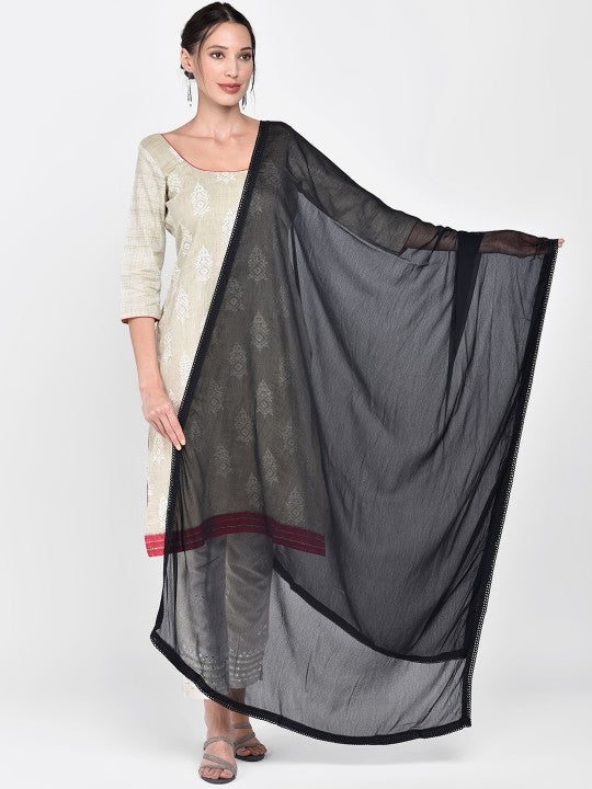 Women White Solid Dupatta