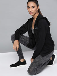 Thumbnail for women-jet-black-solid-rapid-dry-antimicrobial-running-jacket
