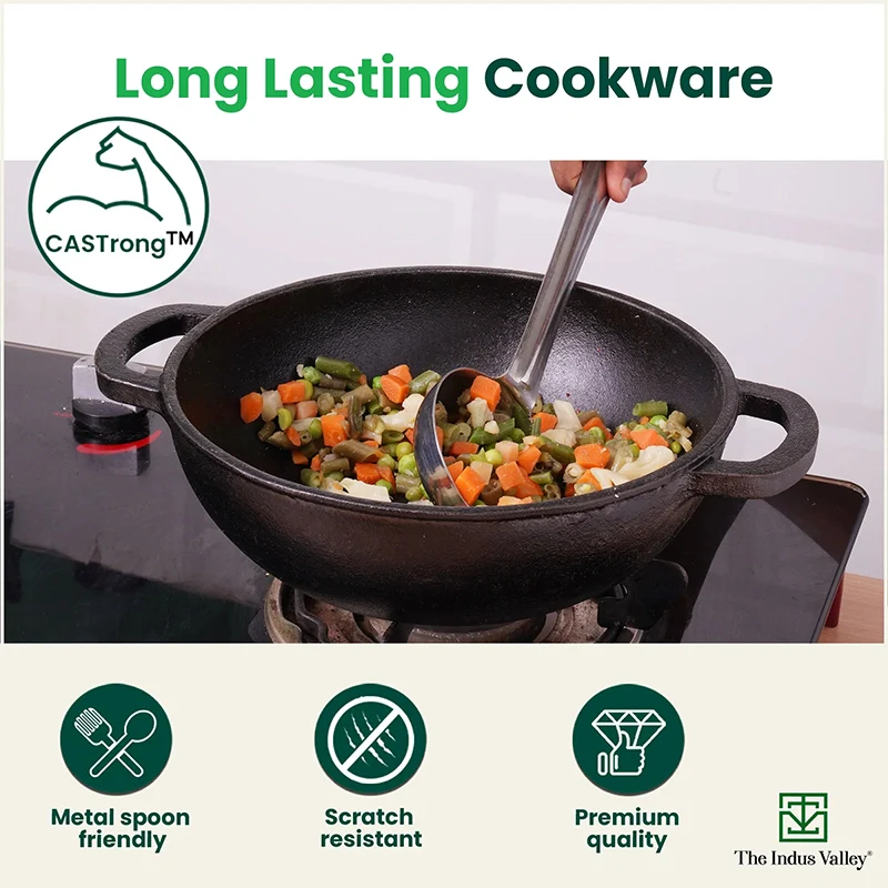 The Indus Valley CASTrong Cast Iron Cookware Set: Tawa + Kadai, Kitchen Set for Home, Pre