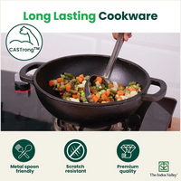 Thumbnail for The Indus Valley CASTrong Cast Iron Cookware Set: Tawa + Kadai, Kitchen Set for Home, Pre