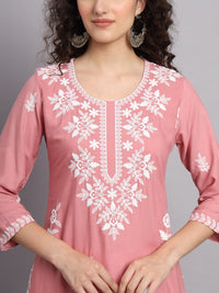 Thumbnail for floral-embroidered-straight-kurta