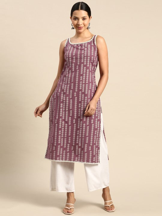 Women Ethnic Motifs Printed Gotta Patti Kurta