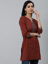 Thumbnail for women-maroon-printed-tunic