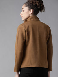 Thumbnail for women-brown-solid-tailored-jacket