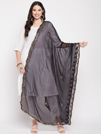 Thumbnail for Ethnic Motifs Embroidered Chiffon Dupatta with Gotta Patti