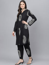 Thumbnail for Paisley Printed Pure Cotton Straight Kurta with Trousers