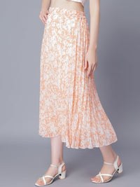 Thumbnail for Women Red & White Floral Printed A-Line Knee-Length Skirts