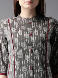 Thumbnail for women-grey-printed-a-line-kurta