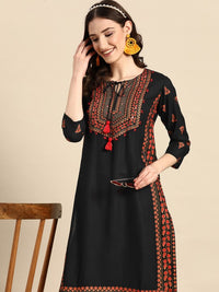 Thumbnail for floral-yoke-printed-mirror-work-kurta