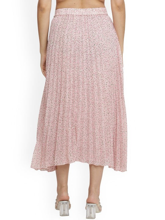 Women Red & White Floral Printed A-Line Knee-Length Skirts