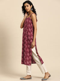 Thumbnail for Women Pink & Magenta Printed Strappy Straight Kurta