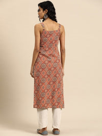 Thumbnail for Women Pink & Magenta Printed Strappy Straight Kurta