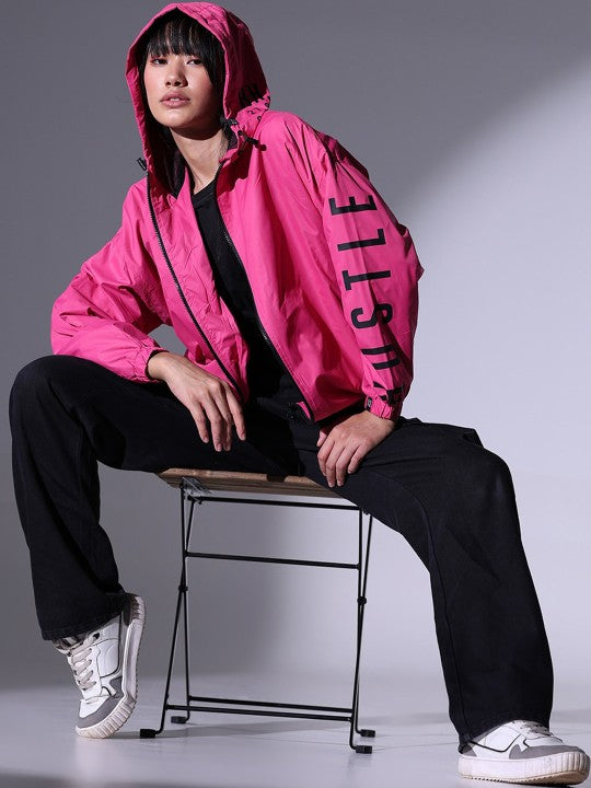 Typography Printed Windcheater Bomber Jacket