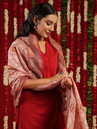 Thumbnail for Women Black Ethnic Motifs Pure Cotton Kurta with Palazzos & Dupatta