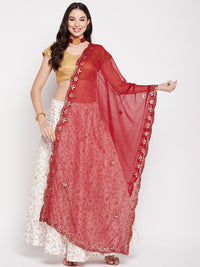 Thumbnail for Ethnic Motifs Embroidered Chiffon Dupatta with Gotta Patti