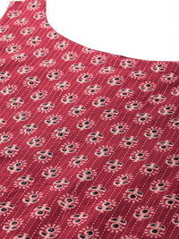 Thumbnail for women-ethnic-motifs-printed-kantha-work-dobby-kurta