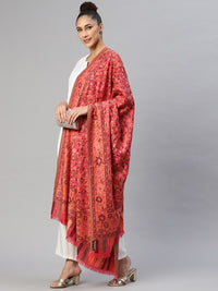 Thumbnail for Women Beige Floral Woven Design Fusion Shawl