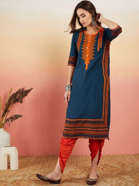 Thumbnail for Floral Yoke Printed Mirror Work Kurta