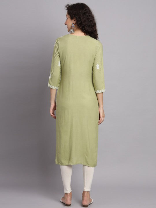 Floral Embroidered Straight Kurta