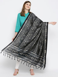 Thumbnail for black-&-white-ethnic-motifs-printed-dupatta