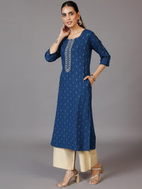 Thumbnail for floral-yoke-design-thread-work-dobby-kurta