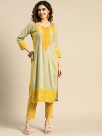 Thumbnail for Floral Yoke Printed Mirror Work Kurta