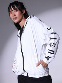 Thumbnail for Typography Printed Windcheater Bomber Jacket