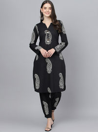 Thumbnail for Paisley Printed Pure Cotton Straight Kurta with Trousers