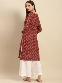 Thumbnail for geometric-printed-round-neck-cotton-straight-kurta