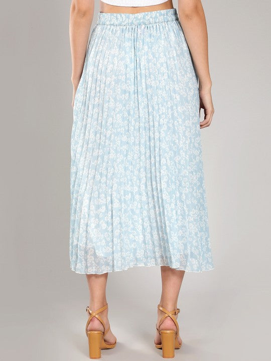 Women Red & White Floral Printed A-Line Knee-Length Skirts