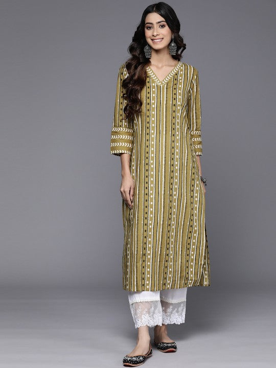 Women Blue & White Printed Kurta
