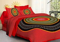 Thumbnail for vamika-printed-cotton-red-color-beautiful-design-bedsheet-with-pillow-covers-(leoc_bandj_r
